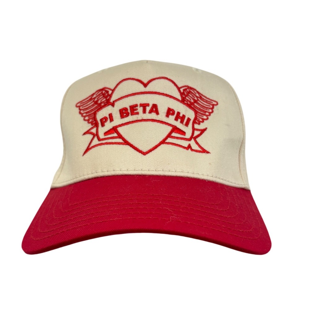 Otto Pi Beta Phi Sorority Snapback Hat Red Cream Heart Wings 31-069 Cap